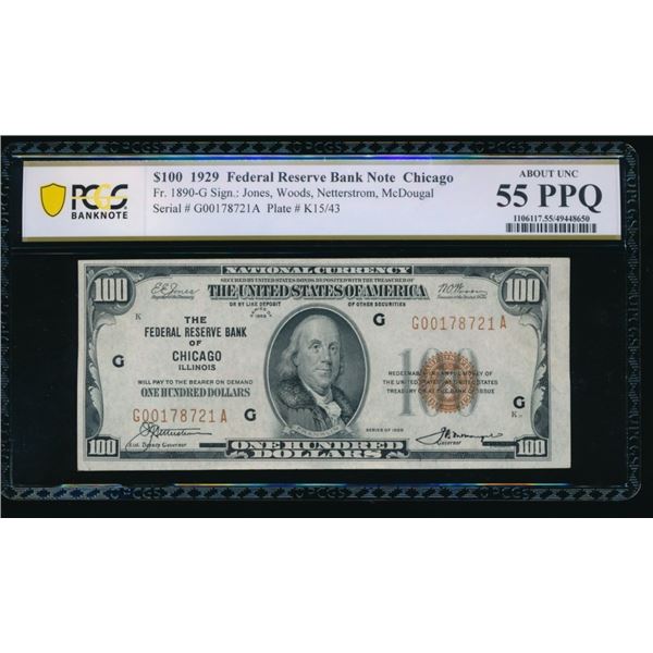 1929 $100 Chicago FRBN PCGS 55PPQ