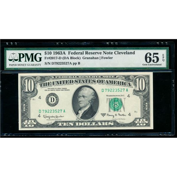 1963A $10 Cleveland FRN PMG 65EPQ