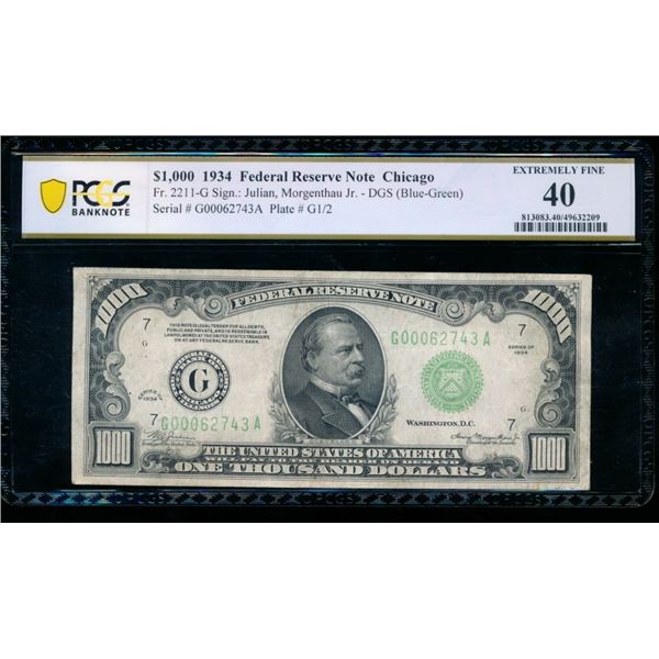 1934 $1000 Chicago FRN PCGS 40