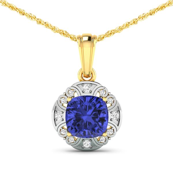 14KT Yellow Gold 1.99ctw Tanzanite and Diamond Pendant