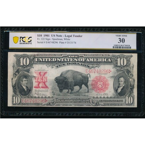 1901 $10 Bison Legal Tender Note PCGS 30