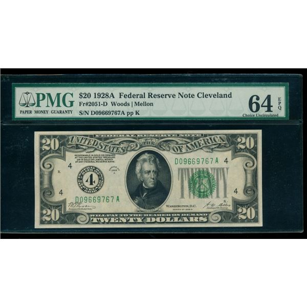 1928A $20 Cleveland FRN PMG 64EPQ