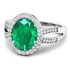 Image 2 : 14KT White Gold 3.14ctw Zambian Emerald and Diamond Ring
