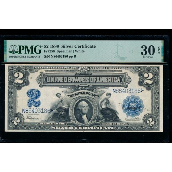 1899 $2 Mini Porthole Silver Certificate PMG 30EPQ