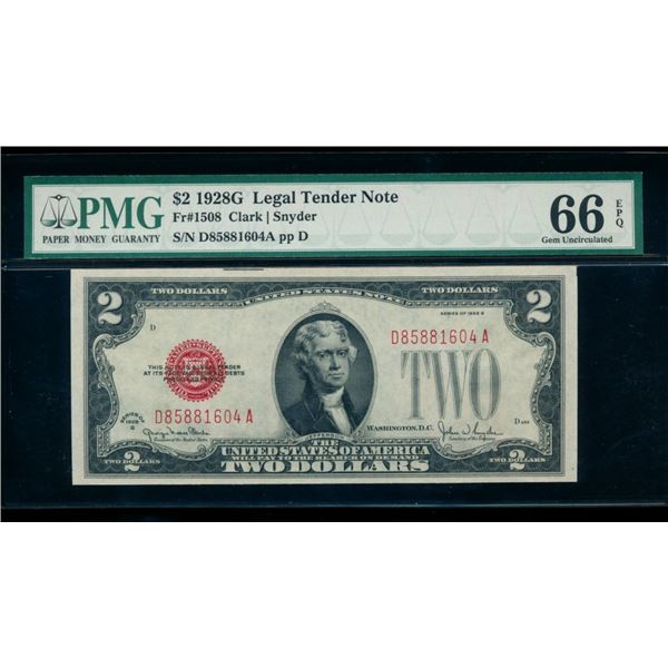 1928G $2 Legal Tender Note PMG 66EPQ