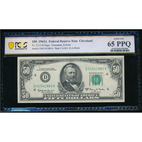 1963A $50 Cleveland FRN PCGS 65PPQ