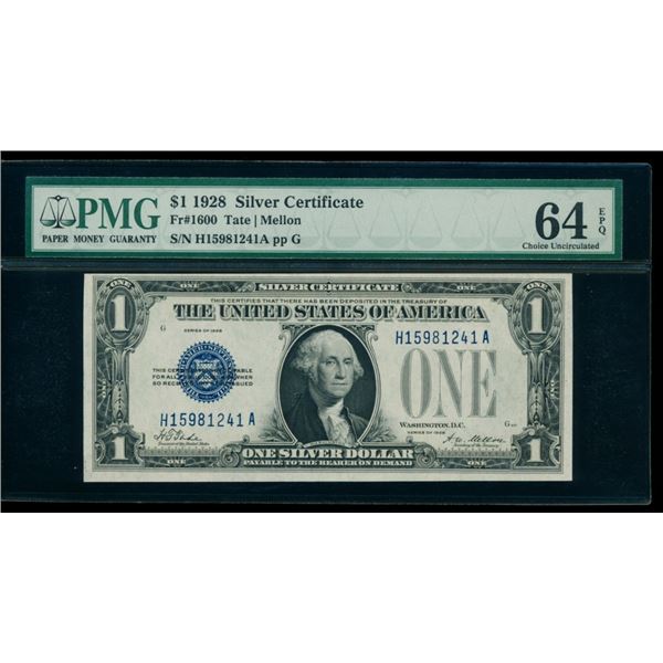 1928 $1 Silver Certificate PMG 64EPQ