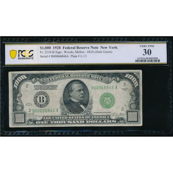 1928 $1000 New York FRN PCGS 30