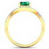 Image 4 : 14KT Yellow Gold 1ctw Zambian Emerald and Diamond Ring