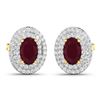 Image 2 : 14KT Yellow Gold 1.12ctw Ruby and Diamond Earrings
