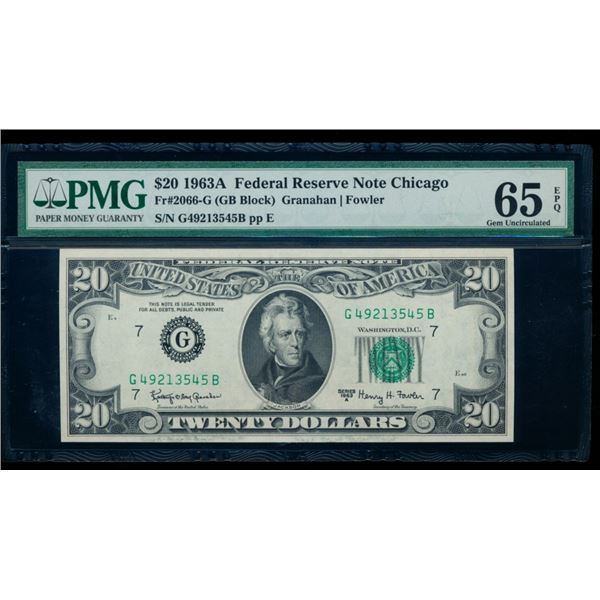 1963A $20 Chicago FRN PMG 65EPQ