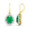 Image 4 : 14KT Yellow Gold 2.88ctw Zambian Emerald and Diamond Earrings