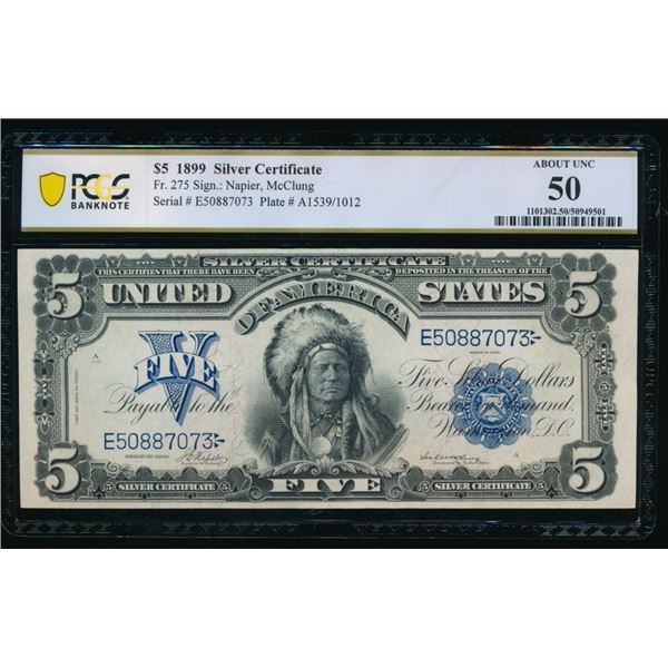 1899 $5 Chief Silver Certificate PCGS 50