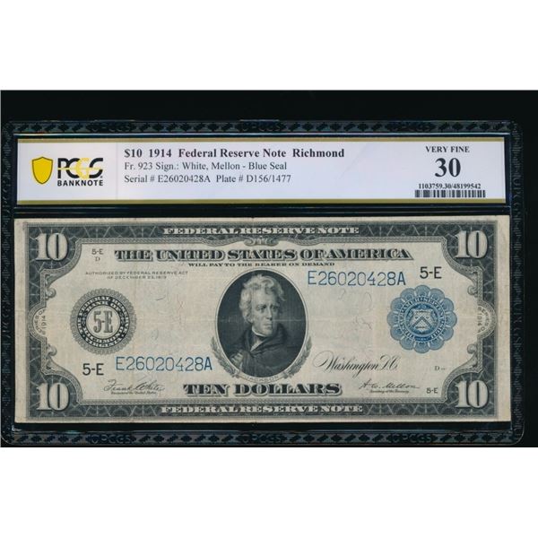 1914 $10 Richmond FRN PCGS 30