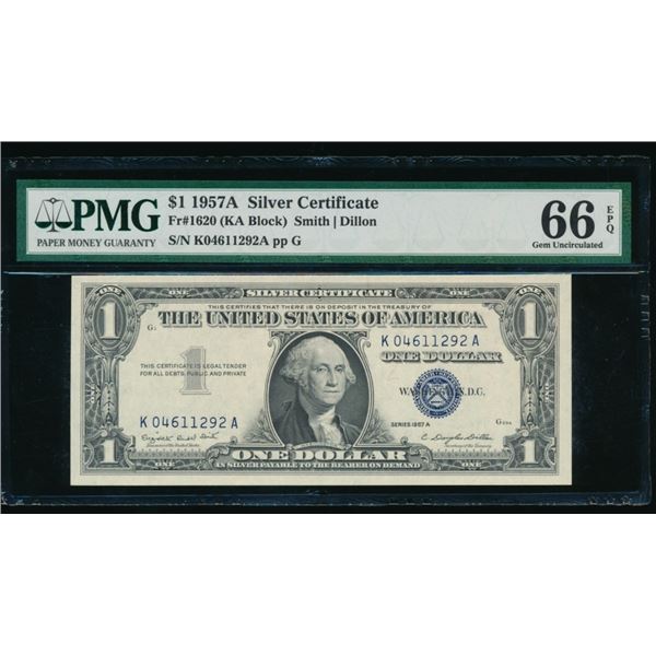 1957A $1 Silver Certificate PMG 66EPQ