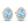 Image 3 : 14KT Yellow Gold 1.02ctw Aquamarine and Diamond Earrings