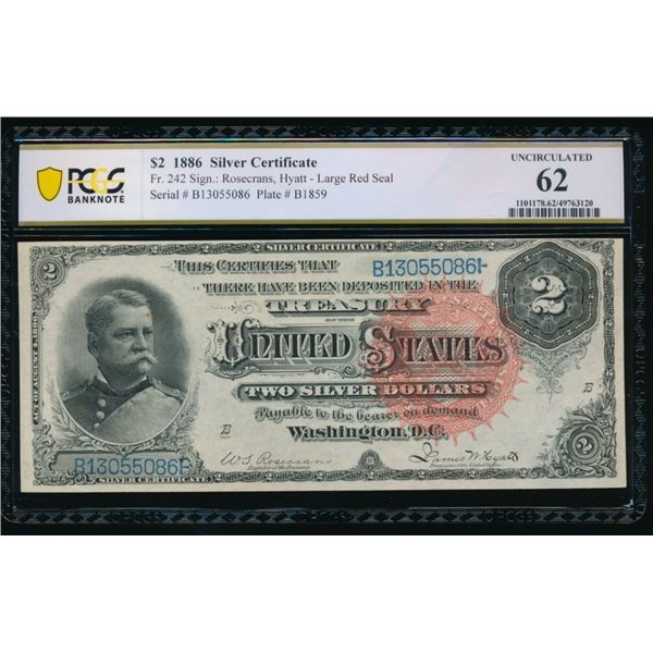 1886 $2 Silver Certificate PCGS 62