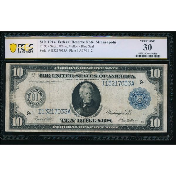 1914 $10 Minneapolis FRN PCGS 30