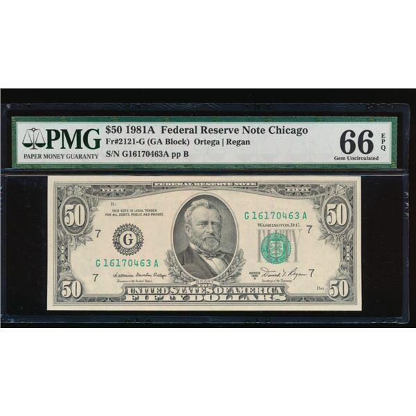 1981A $50 Chicago FRN PMG 66EPQ
