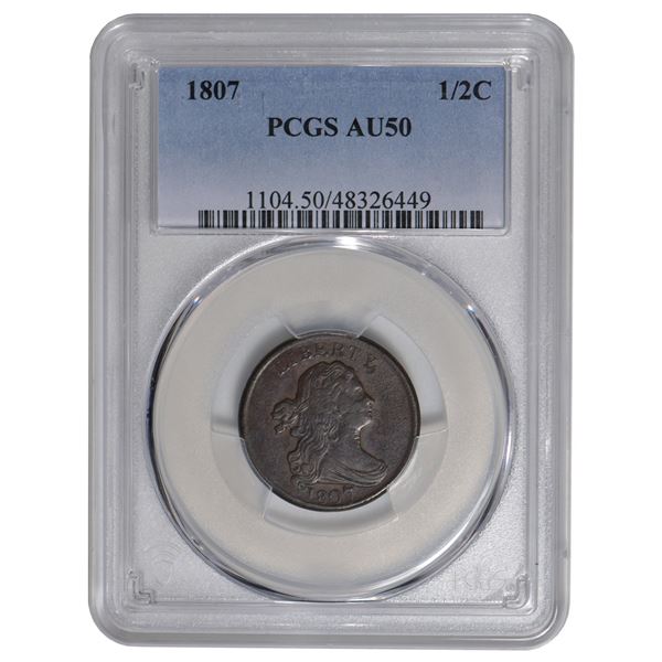 1807 Draped Bust Half Cent PCGS AU50