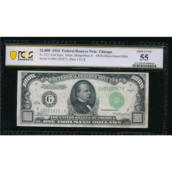 1934 $1000 Chicago FRN PCGS 55