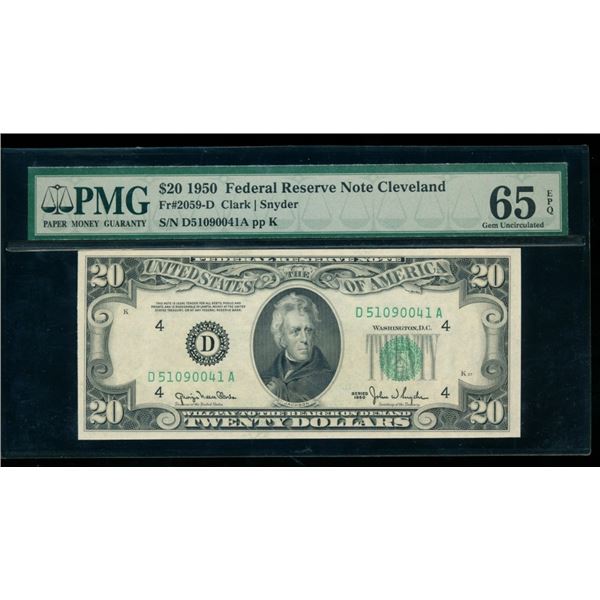 1950 $20 Cleveland FRN PMG 65EPQ