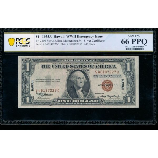 1935A $1 Hawaii Silver Certificate PCGS 66PPQ