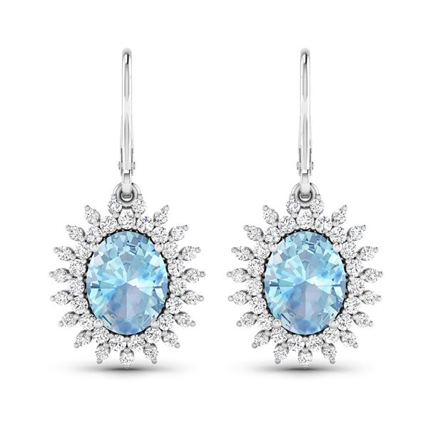 14KT White Gold 2.56ctw Aquamarine and Diamond Earrings