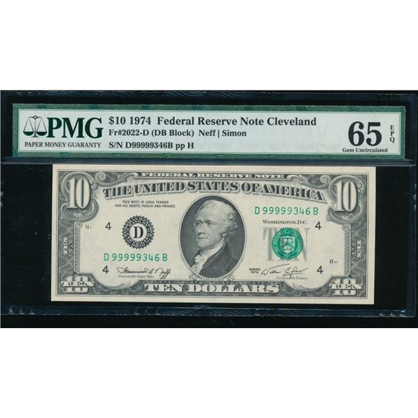 1974 $10 Cleveland FRN PMG 65EPQ