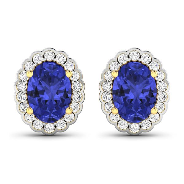14KT Yellow Gold 1.24ctw Tanzanite and Diamond Earrings