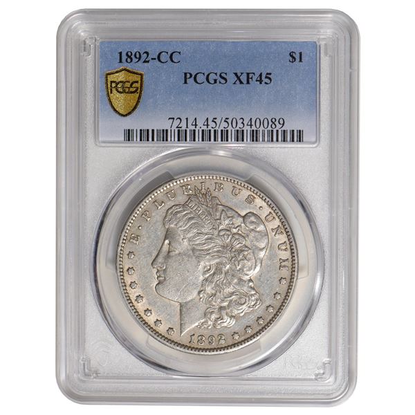 1892-CC $1 Morgan Silver Dollar Coin PCGS XF45