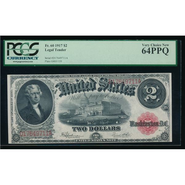 1917 $2 Legal Tender Note PCGS 64PPQ