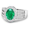 Image 2 : 14KT White Gold 1.53ctw Zambian Emerald and Diamond Ring