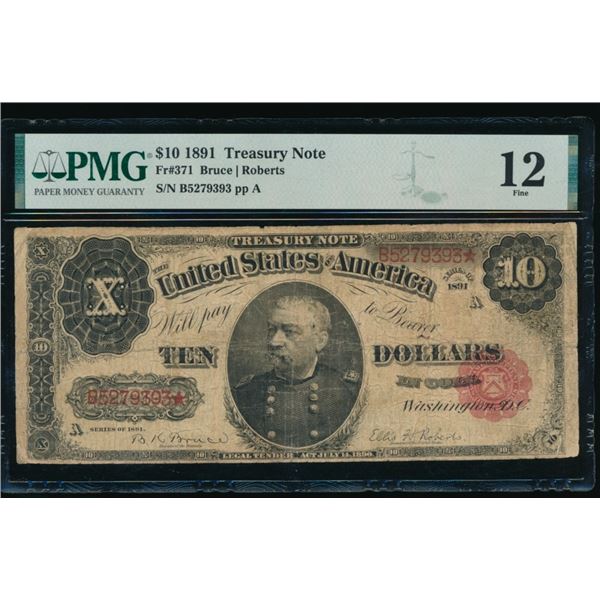 1891 $10 Treasury Note PMG 12