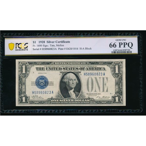 1928 $1 Silver Certificate PCGS 66PPQ