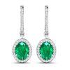 Image 1 : 14KT White Gold 2ctw Zambian Emerald and Diamond Earrings