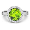 Image 3 : 14KT White Gold 2.6ctw Peridot and Diamond Ring