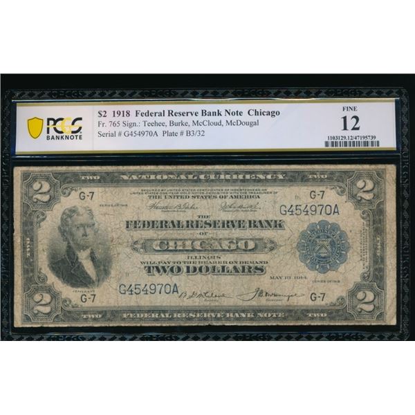 1918 $2 Chicago FRBN PCGS 12
