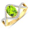 Image 1 : 14KT Yellow Gold 1.05ctw Peridot and Diamond Ring