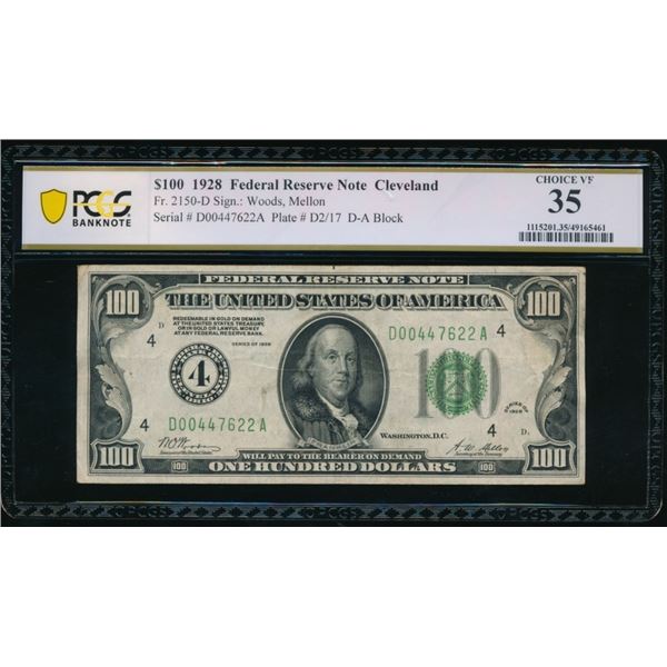 1928 $100 Cleveland FRN PCGS 35