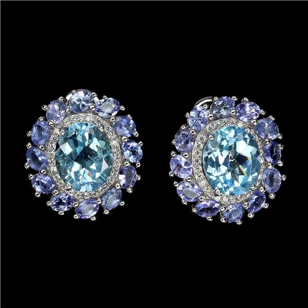 Natural Blue Topaz & Tanzanite Earrings