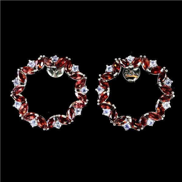 Natural Mozambique Garnet &  Tanzanite Earrings