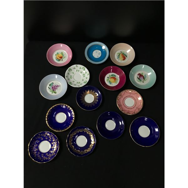 LOT OF 14 HAND PAINTED ENGLISH SAUCER PLATES