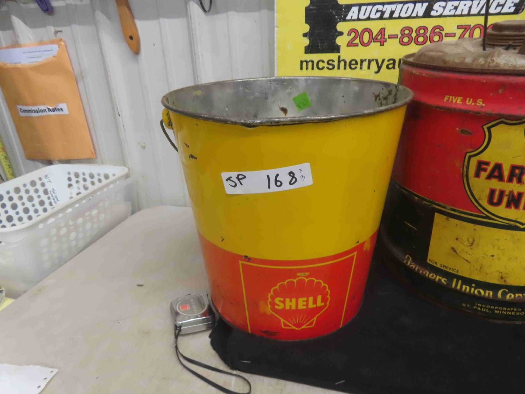 Shell 25lbs Grease Pail, Farmers Union 5 Gallon Pail, North Star