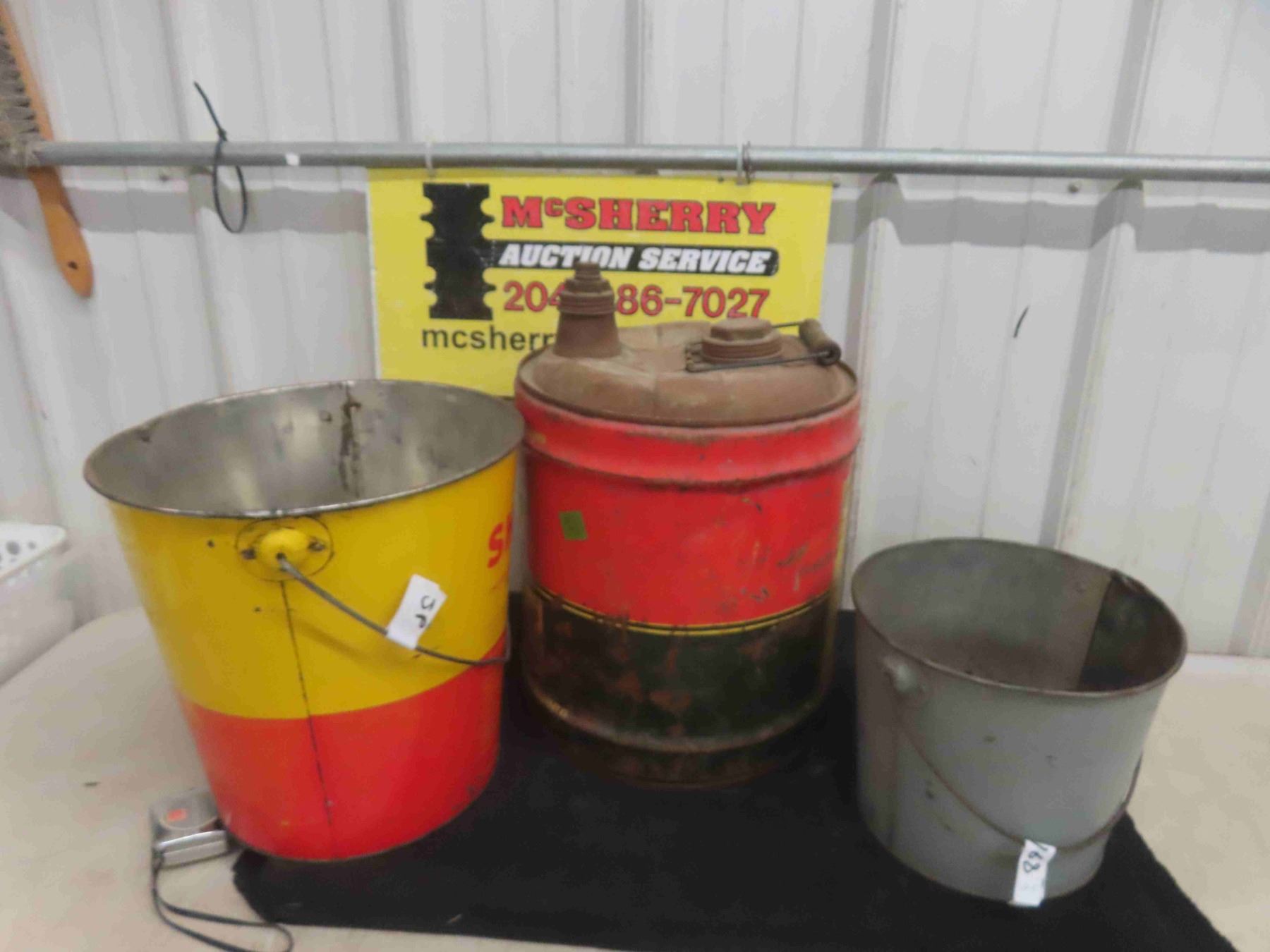 Shell 25lbs Grease Pail, Farmers Union 5 Gallon Pail, North Star