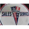 Image 2 : Hudson Sales + Service Porcelain Sign 12'' Across - Age