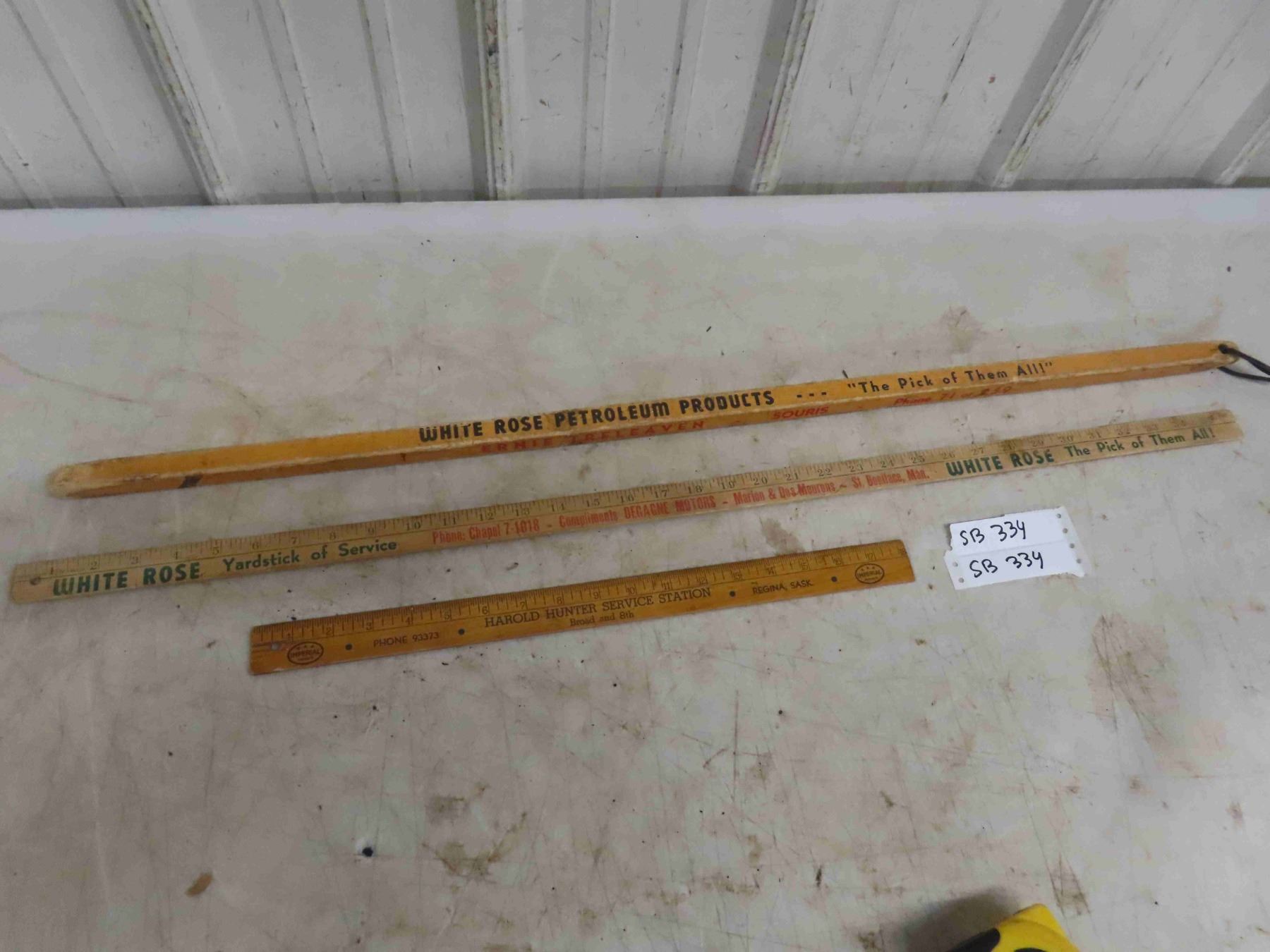 3 Wood Ruler/Yard Sticks with Advertising : White Rose,
