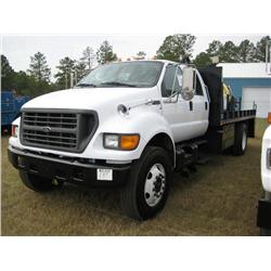 2000 FORD F750 CREW CAB FLATBED FUEL & LUBE TRUCK
