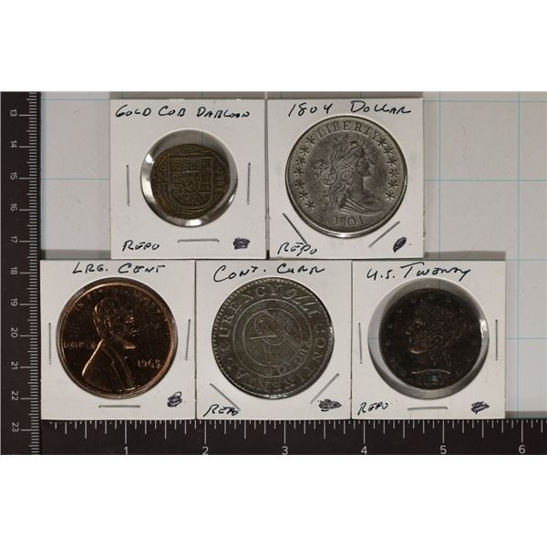 5 REPLICAS OF POPULAR US COINS: GOLD COBB