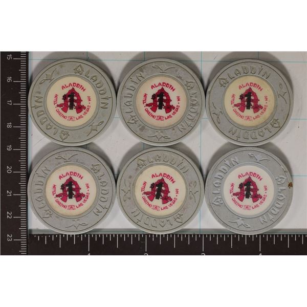 6-$1 PLASTIC CASINO GAMING TOKENS: ALADDIN HOTEL